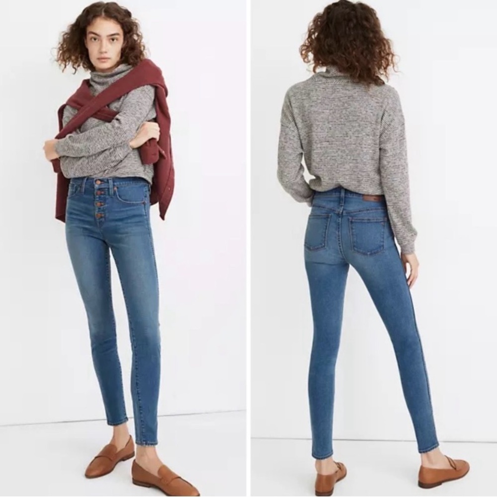 Madewell High-Rise Skinny Jeans Dewitt Wash: Button -Front TENCEL Denim Edition